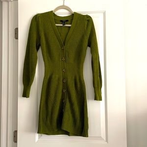 Button-Front Sweater Midi Dress